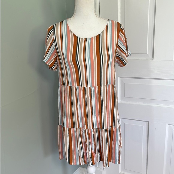 Forever 21 Striped Multicolor Short Sleeve Dress size Small - Picture 1 of 3